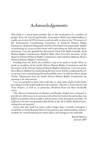 The Role of National Human Rights Institutions at the International and Regional Levels: The Experience of Africa