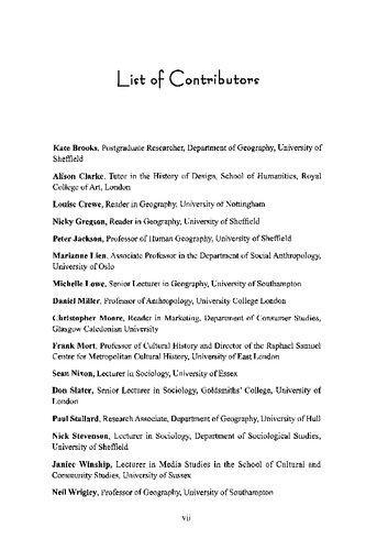 Commercial Cultures: Economies, Practices, Spaces