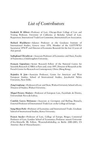 Regional and Global Regulation of International Trade