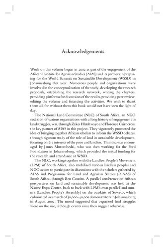 Land and Sustainable Development in Africa: The Green Revolution