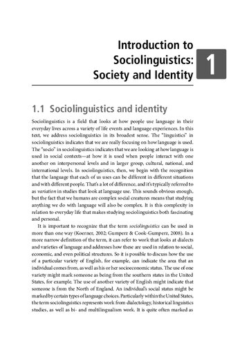An Introduction to Sociolinguistics: Society and Identity