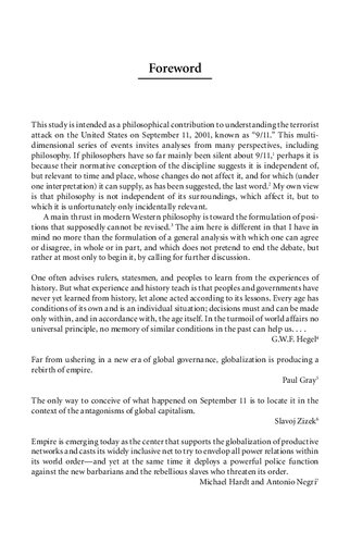 Before and After 9/11: A Philosophical Examination of Globalization, Terror, and History