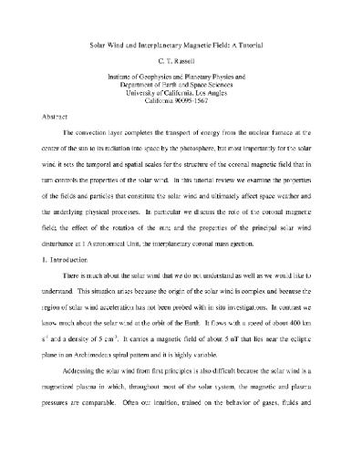 Solar wind and interplanetary magnetic field: a tutorial