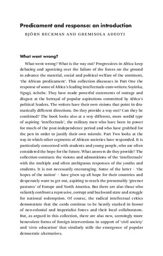 Intellectuals and African development: Pretension and resistance in African politics