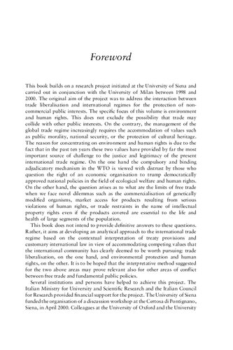 Environment, Human Rights and International Trade