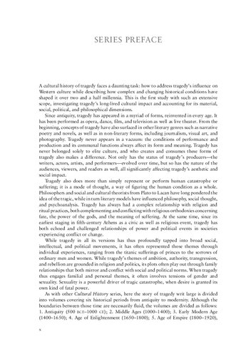 A Cultural History of Tragedy in the Modern Age Volume 6