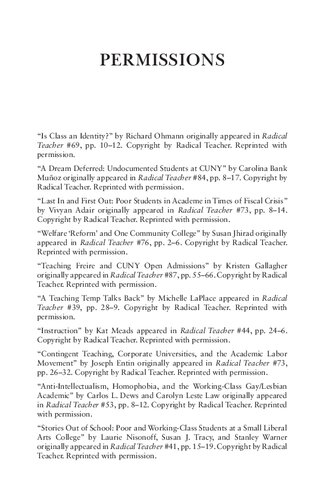 Class and the College Classroom: Essays on Teaching