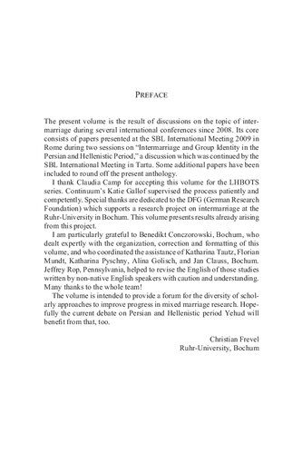 Mixed Marriages: Intermarriage and Group Identity in the Second Temple Period