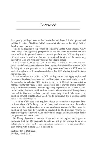 The Law and Regulation of Central Counterparties