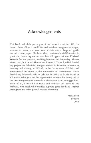 Women & Conflict in the Middle East: Palestinian Refugees and the Response to Violence