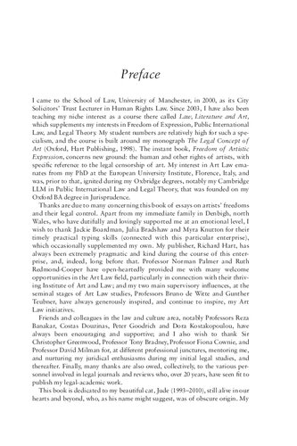 Freedom of Artistic Expression: Essays on Culture and Legal Censure