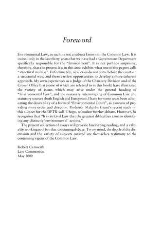 Environmental Protection and the Common law