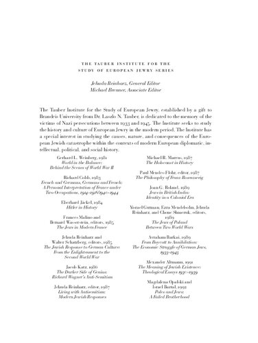 Generation Exodus: The Fate of Young Jewish Refugees from Nazi Germany