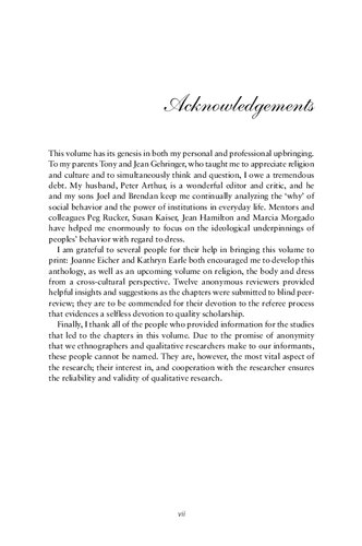 Religion, Dress and the Body: Dress, Body, Culture