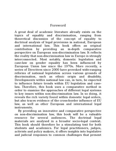 Cases, Materials and Text on National, Supranational and International Non-Discrimination Law: IUS Commune Casebooks for the Common Law of Europe