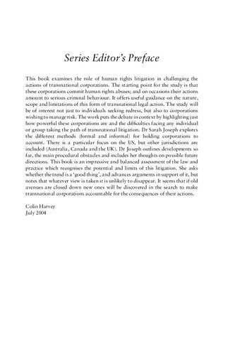 Corporations and Transnational Human Rights Litigation