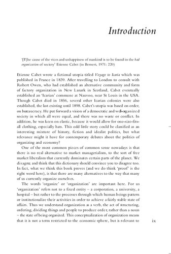 The Dictionary of Alternatives: Utopianism and Organization