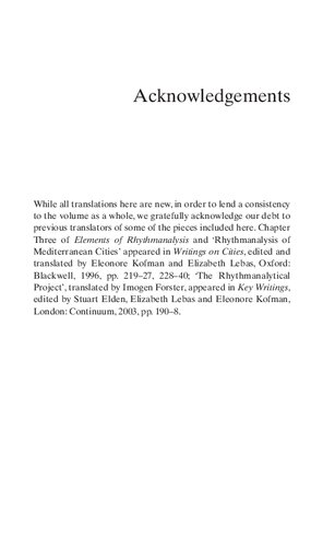 Rhythmanalysis: Space, Time and Everyday Life