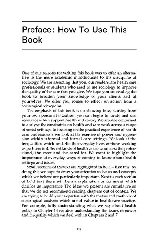 Sociology in Practice for Health Care Professionals