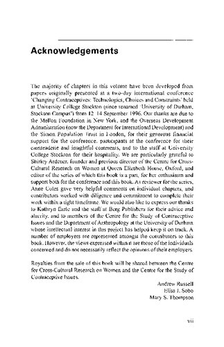 Contraception Across Cultures: Technologies, Choices, Constraints