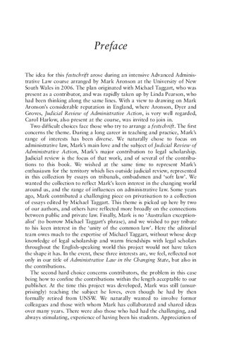 Administrative Law in a Changing State: Essays in Honour of Mark Aronson