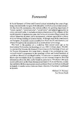 Social Dynamics of Crime and Control: New Theories for a World in Transition