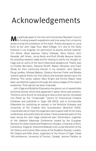 John Cage and Buddhist Ecopoetics