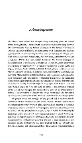 The Idea of Pure Critique