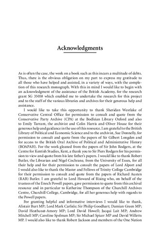 The British Conservative Party and One Nation Politics