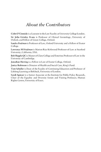 Age as an Equality Issue: Legal and Policy Perspectives