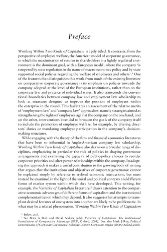 Working Within Two Kinds of Capitalism: Corporate Governance and Employee Stakeholding: US and EC Perspectives