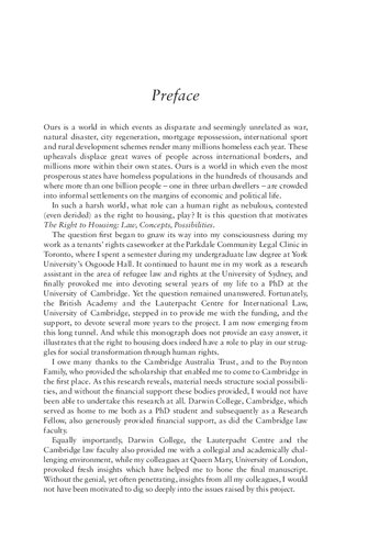 The Right to Housing: Law, Concepts, Possibilities