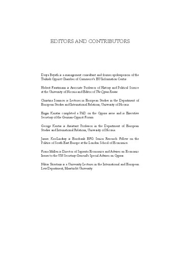 An Island in Europe: The EU and the Transformation of Cyprus