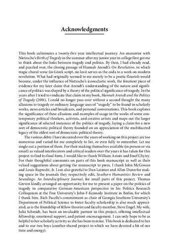 The Politics of Tragedy and Democratic Citizenship