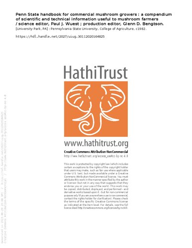 Penn State Handbook for Commercial Mushroom Growers. A compendium of scientific and technical information useful to mushroom farmers