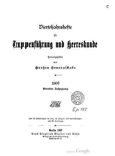 Vierteljahrshefte für Truppenführung und Heereskunde