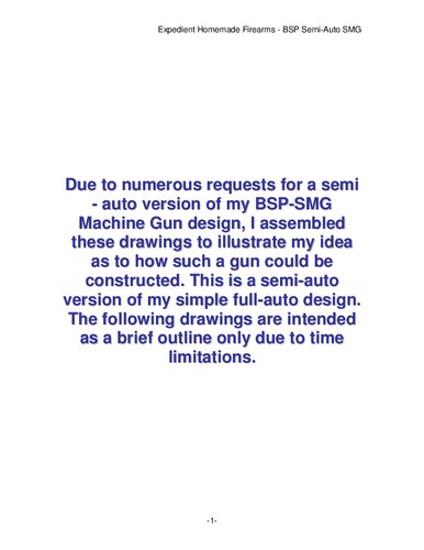 Expedient Homemade Firearms: The BSP Semi-Auto Submachine Gun