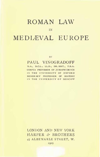 Roman Law in Medieval Europe