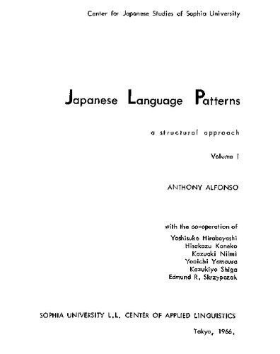 Japanese Language Patterns: A Structural Approach