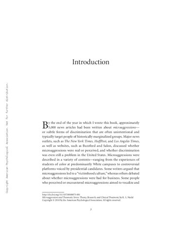 Microaggressions and Traumatic Stress: Theory, Research, and Clinical Treatment