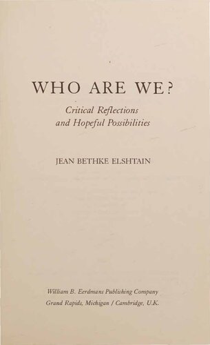 Who Are We - Critical Reflections and Hopeful Possibilities