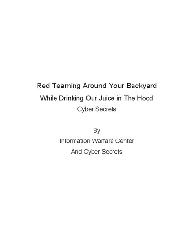 Red Teaming Around Your Backyard While Drinking Our Juice in The Hood: Cyber Intelligence Report: 202