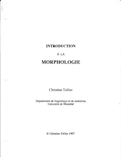 Introduction à la morphologie