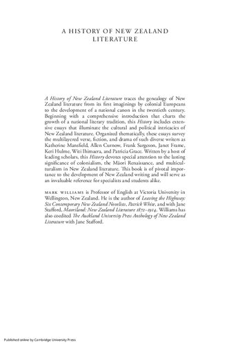 A History of New Zealand Literature