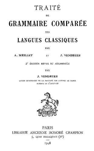 Traité de grammaire comparée des langues classiques