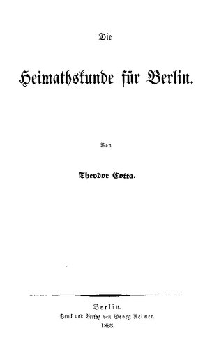Die Heimathskunde [Heimatkunde] von Berlin
