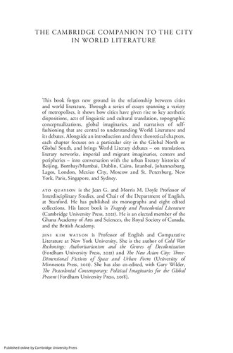 The Cambridge Companion to the City in World Literature