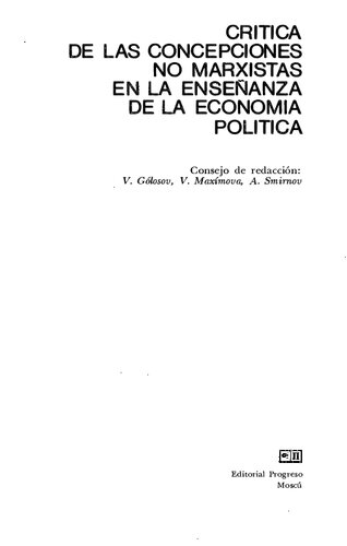 Crítica de las concepciones no marxistas en la enseñanza de la economía política
