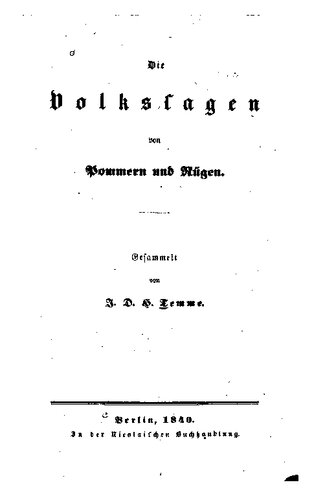 Die Volkssagen von Pommern und Rügen