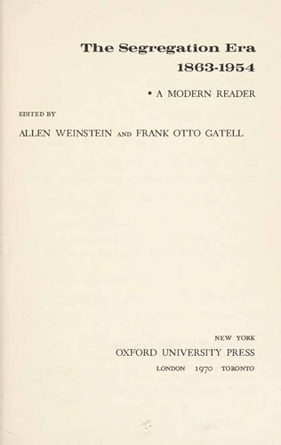 Segregation Era, 1863-1954 - Modern Reader